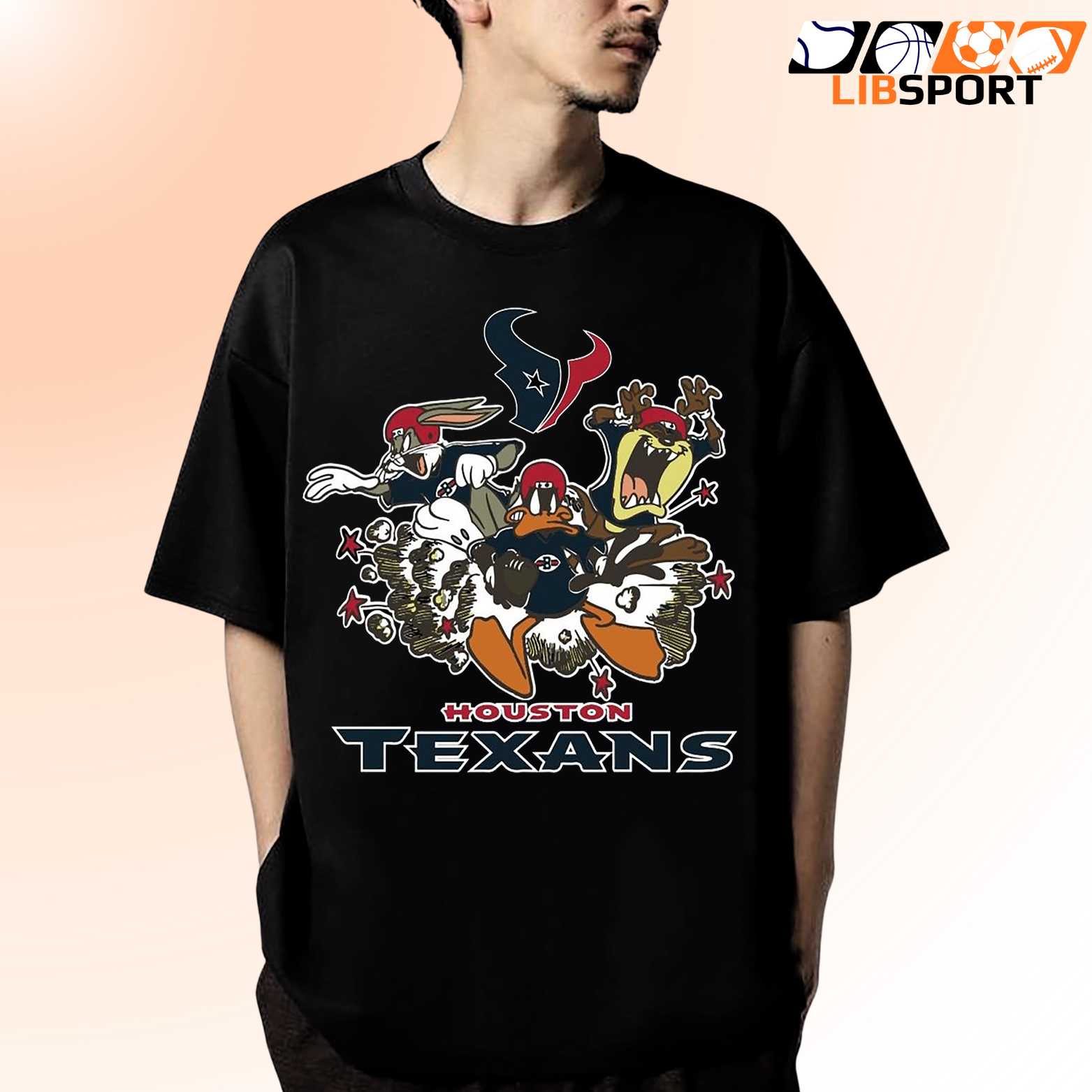 Looney Tunes Football Team Houston Texans T Shirt, Unisex Nfl Graphic Tee
